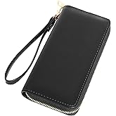 VOCUS Womens Wristlet Wallet Zip Around Clutch Wallet Large RFID Blocking PU Leather Bifold with Phone Holder for Travel
