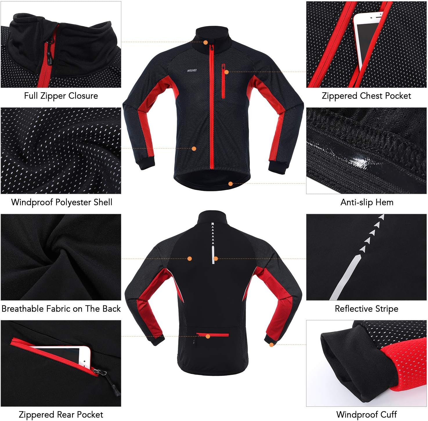 Lixada Men Cycling Clothing Set Winter Long Sleeve Windproof Bicycle Jersey with Pants Outdoor Cycling Running Sports Jacket Activewear: Sports & Outdoors