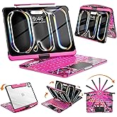 SIBEITU Keyboard Case for iPad Pro 11 Inch (M5 2025 / M4 2024), 360 Rotatable iPad Pro 11 Clear Cover with Multi-Touch Trackpad, 7-Color Backlight & 3 Brightness, High-Tech Visible PCB Design, Pink