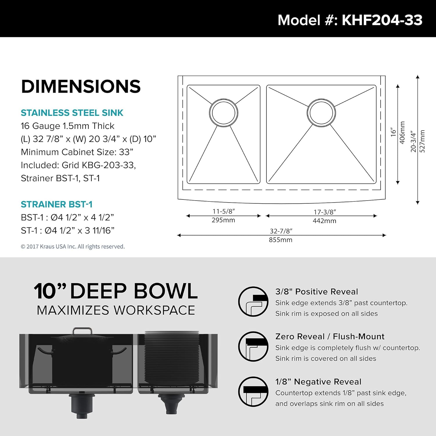 Kraus Khf200 33 33 Inch Farmhouse Apron Single Bowl 16 Gauge Stainless Steel Kitchen Sink Kitchen Bath Fixtures Kitchen Sinks Fcteutonia05 De