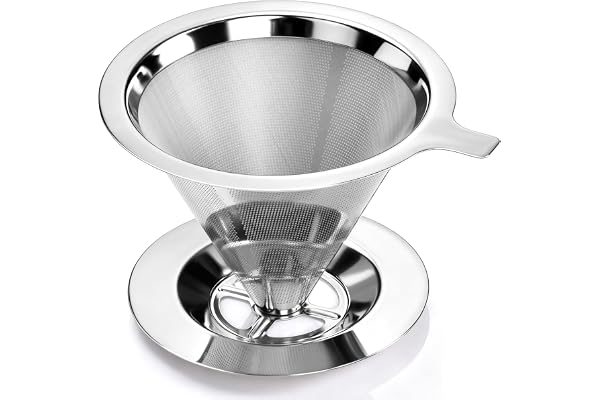 BEAUGIREW Pour Over Coffee Dripper Filter 1-4 Cup Stainless Steel Coffee Filter Paperless and Reusable Pour Over Coffee Filte