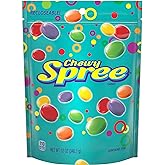 Spree Chewy Fruity Candy, Sweet &amp; Sour, Resealable Bag, 12 oz | Grape, lemon, lime, cherry, orange, sweet outside sour inside, resealable share bag, movie snack, sharing, nostalgic
