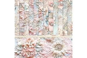 YASMEN Scrapbook Paper 6X6, Card Making Supplies, Single-Sided Cardstock Paper Pads, Decorative Craft Paper, Pearlescent Bloom Pattern Paper Pack, Decopodge Papers, Scrapbooking junk journal Supplies-24 PCS