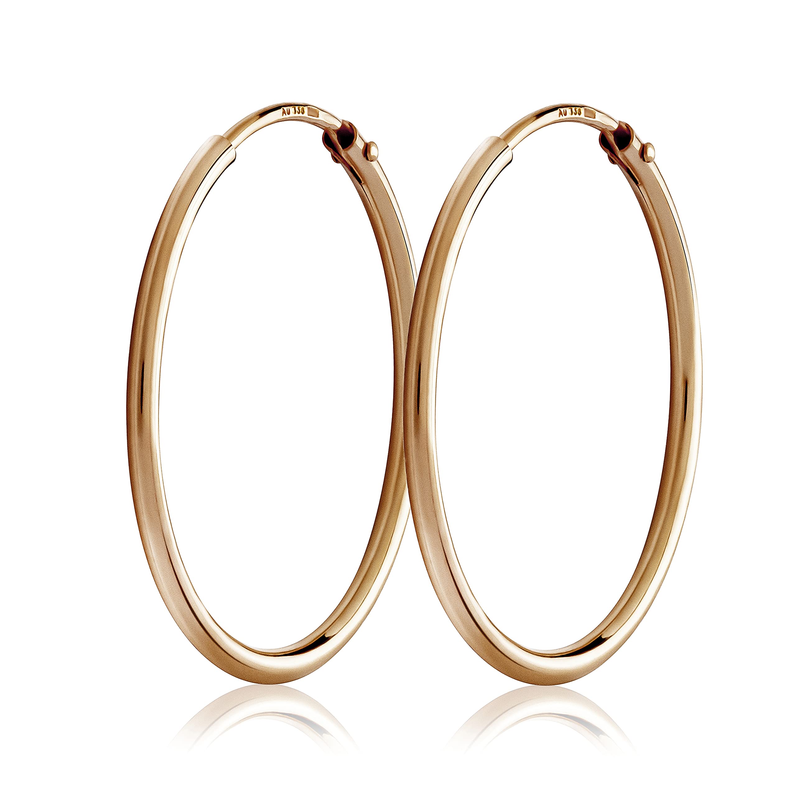 NKlaus pair 25mm hoops gold earrings thickness 1,5mm ladies earrings 2886