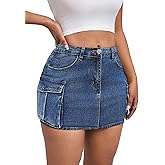 TieBnss Jeans Skirts for Women Mini Low Waist Bodycon Skirts Y2K Trendy Cute Denim Skirts with Pockets