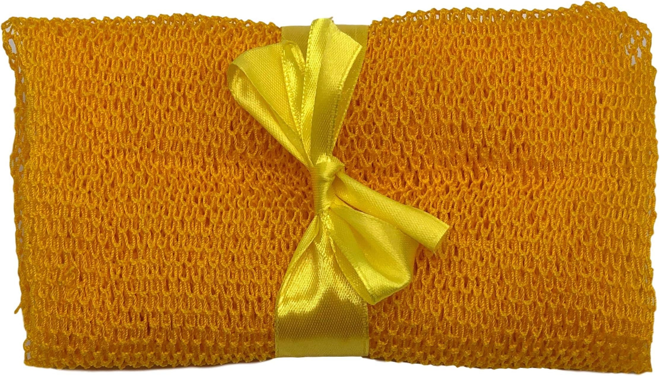 Nature by EJN - Net Bath Sponge, Long, Skin Exfoliation, African, Porous (Yellow, 49")