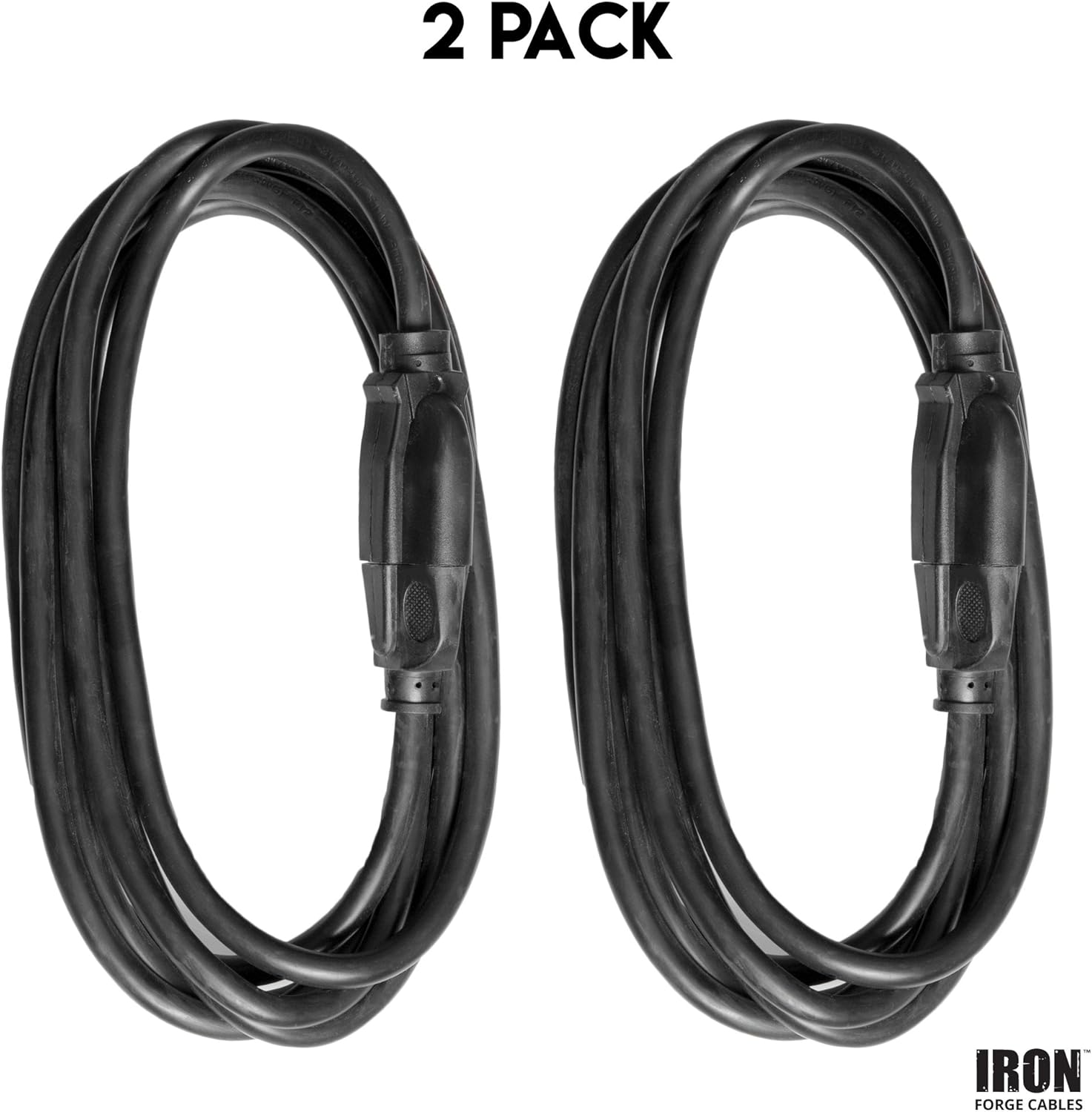 2 Pack of 10 Ft Outdoor Extension Cords - 16/3 Durable Black Extension Cord Pack - - 