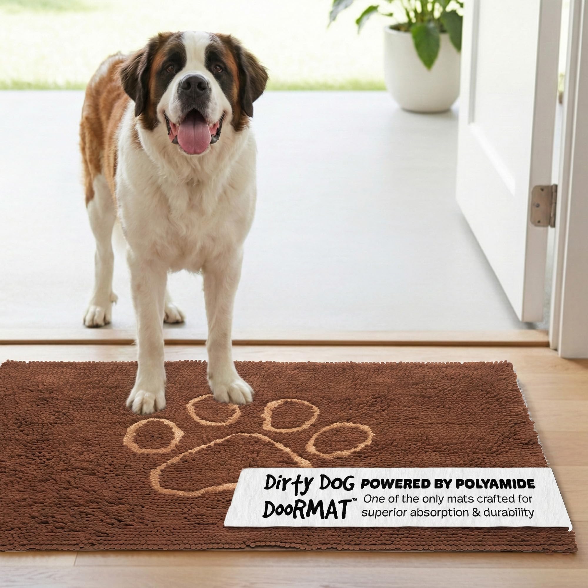 Dog Gone Smart Dirty Dog Microfiber Doormat, Super Absorbent Machine Washable with Non-Slip Backing, XL, Mocha Brown
