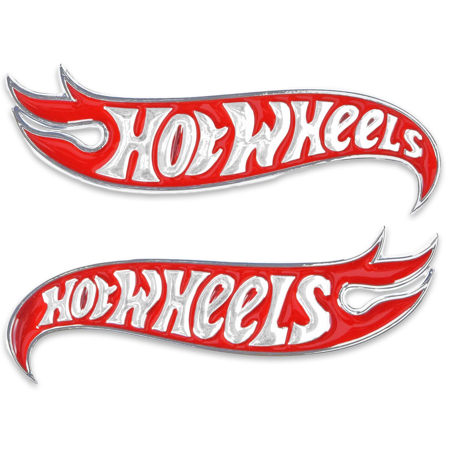 Chevy Camaro Hot Wheels LH & RH Fender Emblems Red & Chrome by