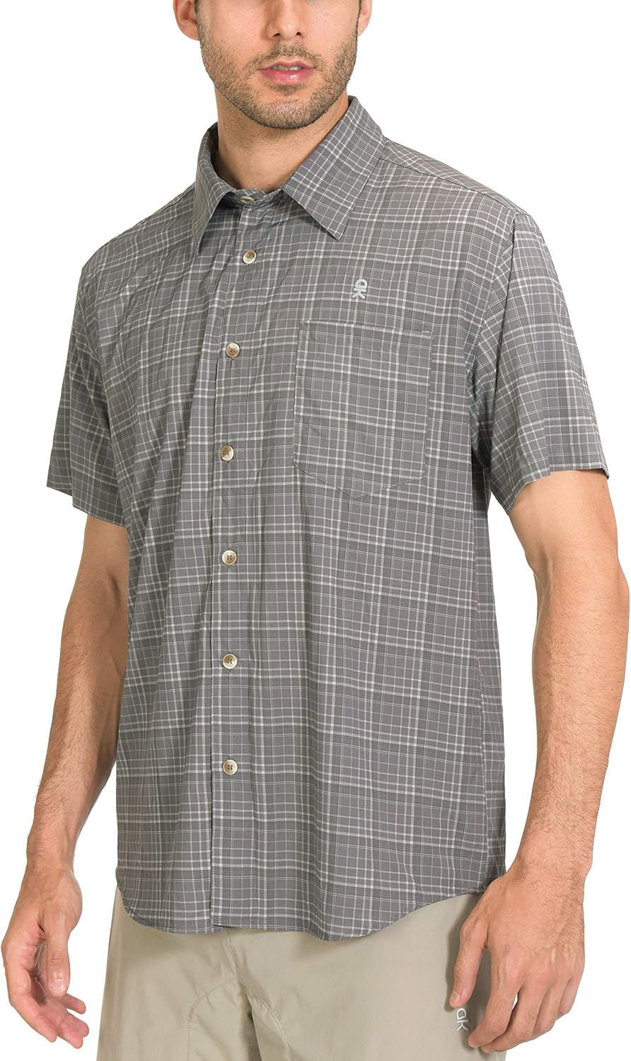 Little Donkey Andy Men’s Quick-Dry UV Protection Short Sleeve Shirt, Lightweight Plaid Shirt for Hiking Travel Fishing Shirts : Clothing