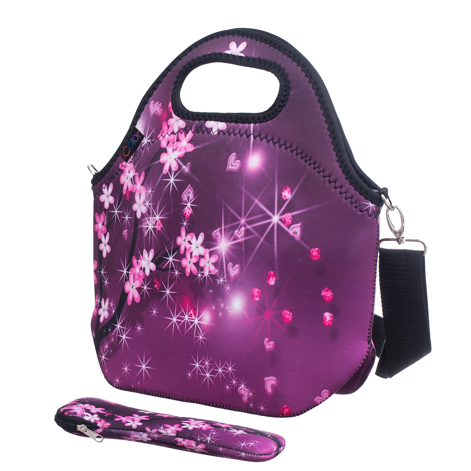 iColor Neoprene Lunch Bag with Cutlery Kit Neoprene Case for Knife,Fork