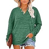 Gloria&Sarah Womens Plus Size Tops Long Sleeve Henley Shirts Fall Fashion Oversized Sweatshirt Tunic Sweaters L-4XL