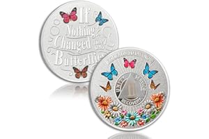 YRCKUDZKG Colorful Sunflower 2 Year Sobriety Coin Butterfly Two Year Sobriety Chip Courage to Change AA Chips and Medallion Silver AA Coin Recovery Anniversary Token Sobriety Gifts for Men Women