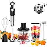 [Upgraded] 5-In-1 Immersion Hand Blender, healthomse Powerful 800W 12-Speed Stainless Steel Stick Blender with Milk Frother, 