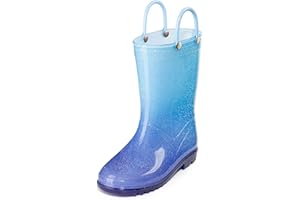 Puddle Play Kids' PVC Glitter Rain Boots with Easy-On Handles – Sparkly, Lightweight, for Girls & Boys – Toddler & Little Kid Sizes