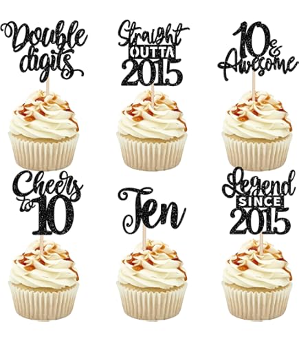Amazon.com: Rsstarxi 30 Pack Happy 10th Birthday Cupcake
