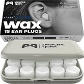 Peace&amp;Quiet PQ Wax Ear Plugs for Sleeping, Silicone, Classic, 15 Count | Soft Moldable Earplugs for Noise Reduction, Side Sleepers, Snoring, Swimming, Shower, Travel, Bath, Hearing Protection, Gel