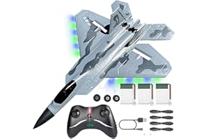 AKARGOL RC Jet Plane 2.4GHz Remote Control Airplane Gift for Kids and Adults - New Planes Model Led Light Aircraft Fighter Army Toy with Extra 3 Battery, Easy to Flying Toys for Boys and Girls