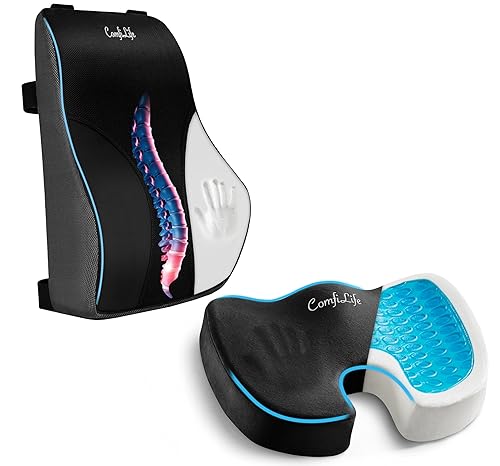 ComfiLife Lumbar Pillow Gel Enhanced Seat Cushion Bundle