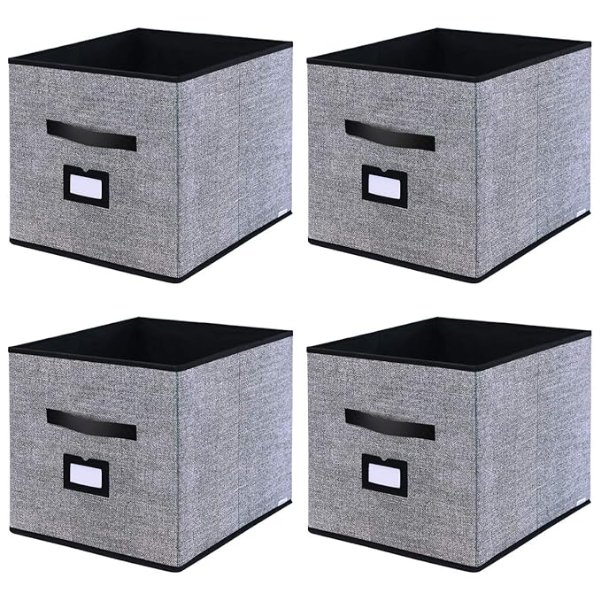 homyfort Caja de Almacenaje Set de 4 Cajas de Juguetes, Caja de Tela