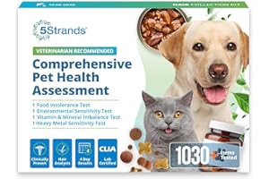 5Strands Pet Food Intolerance, Environmental & Heavy Metal Sensitivity, and Nutritional Imbalance Test, 1036 Items Tested, Cat & Dog Gut Health Test for All Breeds & Ages, Results in 4 Days