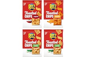 RITZ Toasted Chips Variety Pack, Cheddar, Sour Cream and Onion, and Original Crackers, Holiday Party Snacks, Bulk Snacks, Christmas Crackers, 4 Bags