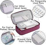 WEMATE Large Pencil Case 9 x 4.3 x 2.4in 5 Compartments Canvas Purple Red view 4