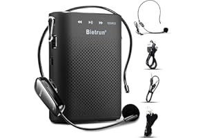 Bietrun Voice Amplifier for Teachers with Bluetooth, Portable Rechargeable Wireless Voice Amplifier with Headset Microphone Portable Megaphone Speaker for Teaching, Coach, Instructor, Tour Guide