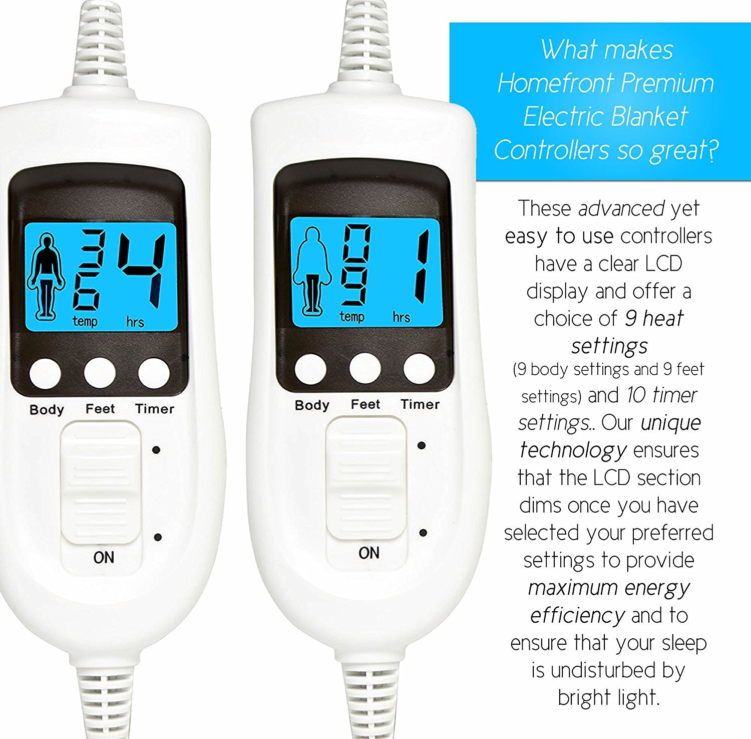 Homefront Electric Blanket King Size Bed Dual Control 152 x 203 x