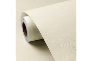 FunStick Thick Beige Fabric Wallpaper Peel and Stick Cream Beige Textured Peel and Stick Wallpaper for Bedroom Bathroom Paint