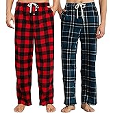 U2SKIIN 2 Pack Mens Fleece Pajama Pants, Warm Plaid Lounge Pj Bottoms for Men with Pockets Soft
