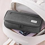 WEMATE Large Pencil Case Canvas 9x4.3x2.4in 5 Compartments Grey view 7