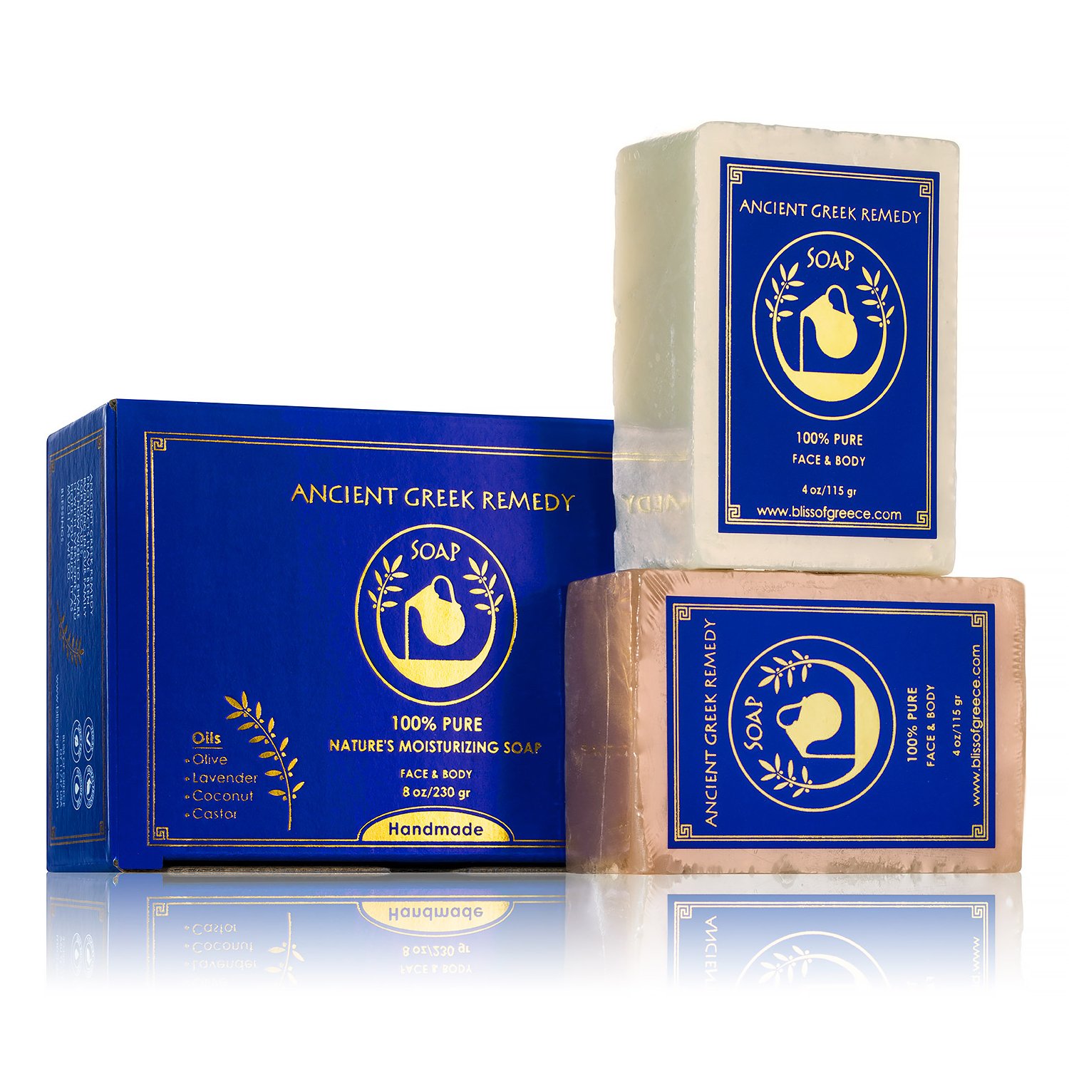 Set of 2 Organic Natural Handmade Soap Bars with Holder. Made of Olive, Coconut, Castor and Lavender Essential oil for Soft Body and Face Wash. Gluten Free Skin Moisturizing Raw Bar for Men and Women: Beauty