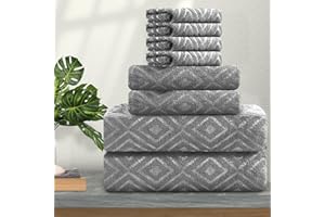 Ferdilan 8 Pack Bath Towels Set Grey,2 Oversized Bath Towels(35"x70"), 2 Hand Towels,4 Washcloths Ultra Soft and Absorbent Chair Towels for Bathroom, Quick Dry Towel for Gym Hotel Camp Pool