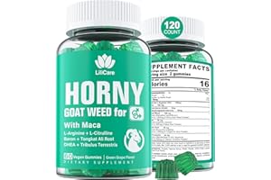 ENVY DEAL Horny Goat Weed Gummies for Men and Women, Extra Strength with Maca, Tongkat Ali, Tribulus Terrestris, L-Arginine & L-Citrulline, DHEA, Boron for Natural Energy Support, Vegan, Gluten Free, 120 Count