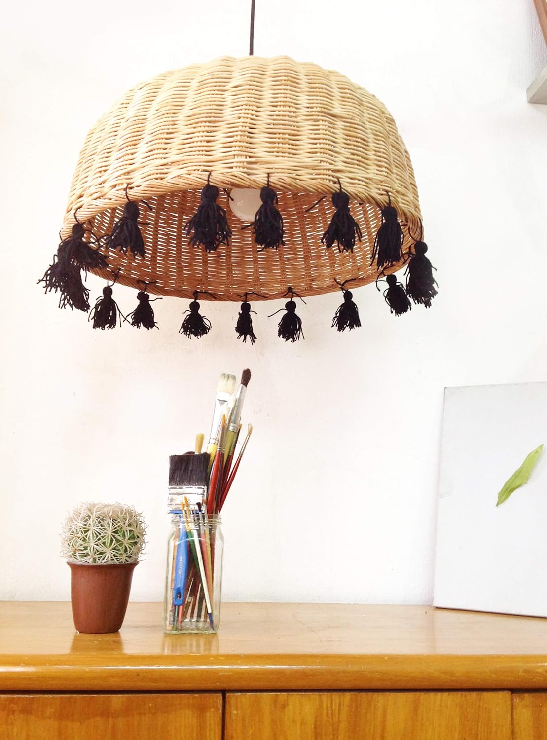 Tassel chandelier, rattan chandelier, bohemian lighting