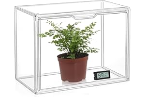 HBlife Mini Greenhouse for Indoor, Clear Stackable Green House with Magnetic Waterproof Door for Small Plants Nursery Germination, Tabletop Portable Greenhouse, 14.1x8.6x10.6 Inch (1 Pack)