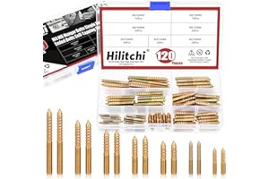 Hilitchi 120Pcs 7Sizes M4 M6 Hanger Bolts Double Headed Bolts Wood Dowel Screw Self-Tapping Screw Hanger Bolts Double Screw Threaded Rods Bolt Colored Zinc Plating Hanger Bolts for Furniture