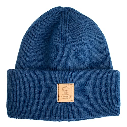 UEFA Women's Champions League Winter Beanie Hat - UWCL Officially Licensed Merchandise, Soft Knit Headwear, Cosy Unisex Cap, Machine Washable, Blue, One Size