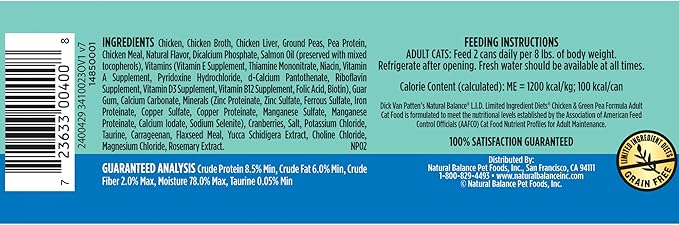 natural balance chicken and green pea canned cat food