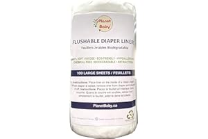 PLANET BABY Diaper Liners, Super Soft for Sensitive Baby Skin, Natural Biodegradable Flushable Liners, Unscented and Chlorine