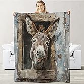 Donkey Blanket for Adults Kids, Flannel Donkey Blankets Gifts, Farmhouse Donkey Throw Blanket for Sofa Couch Bed Living Room Soft Warm Cozy Donkey Decor 60" x 50"