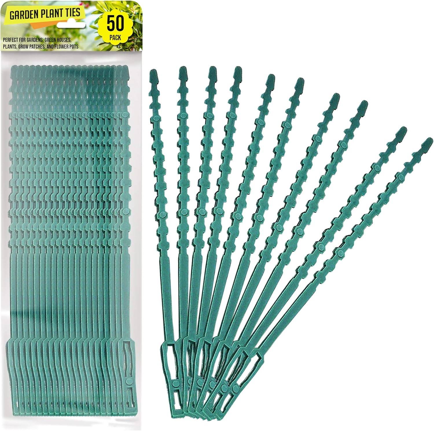 SpiffyJack Adjustable Plant Ties For Gardening and Plants, Plastic