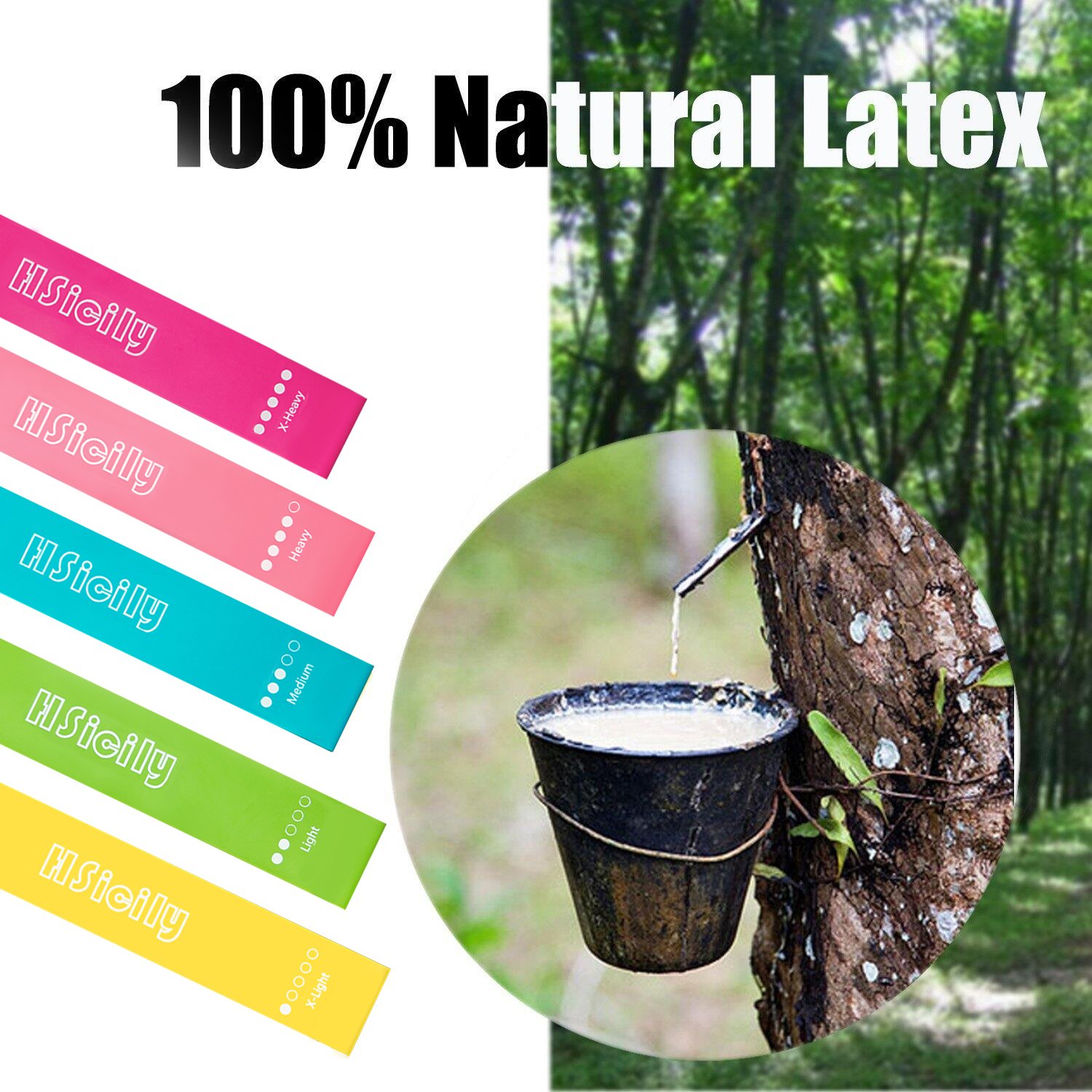 HSicily Resistance Loop Exercise Bands for Home Workout, Pilates, Yoga, Rehab, Physical Therapy with Carrying Bag, Set of 5 Different Levels, 12\