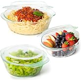 Moss &amp; Stone Clear Glass Casserole Dish Set with Lids, Glass Baking Dishes | 6-Piece Tempered Borosilicate Glass Bakeware Set, 3 Round Baking Dishes for Oven, Microwave, Serving &amp; Food Storage