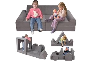 Winhomish 12-Piece Modular Kids Play Couch – Premium Soft Foam, Removable Cover, Comfortable & Safe Toddler Couch for Children 1-6 Years, Portable & Easy to Clean, Ideal for Living Room & Playroom