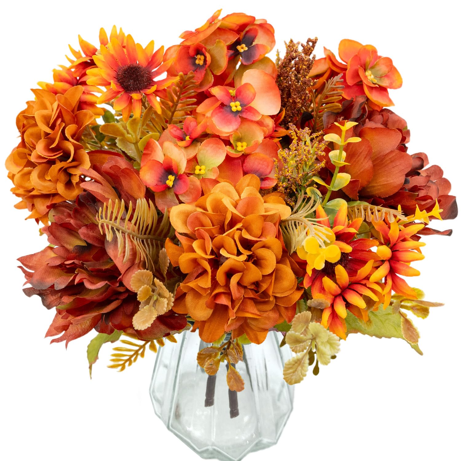 Photo 1 of Mutcolor 2 Pcs Fall Flowers Artificial for Decoration Silk Flowers Bouquet Fake Mums Faux Fall Floral Arrangements for Indoor Outdoor Home Garden Table Centerpieces Front Porch Pots Autumn Decor