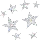 Frienda 8 Pieces Rhinestone Star Stickers Silver Bling Car Decals Crystal Diamond Self Adhesive Car Stickers Glitter Auto Emblem Decals Decoration for Bumper Window Laptops Luggage