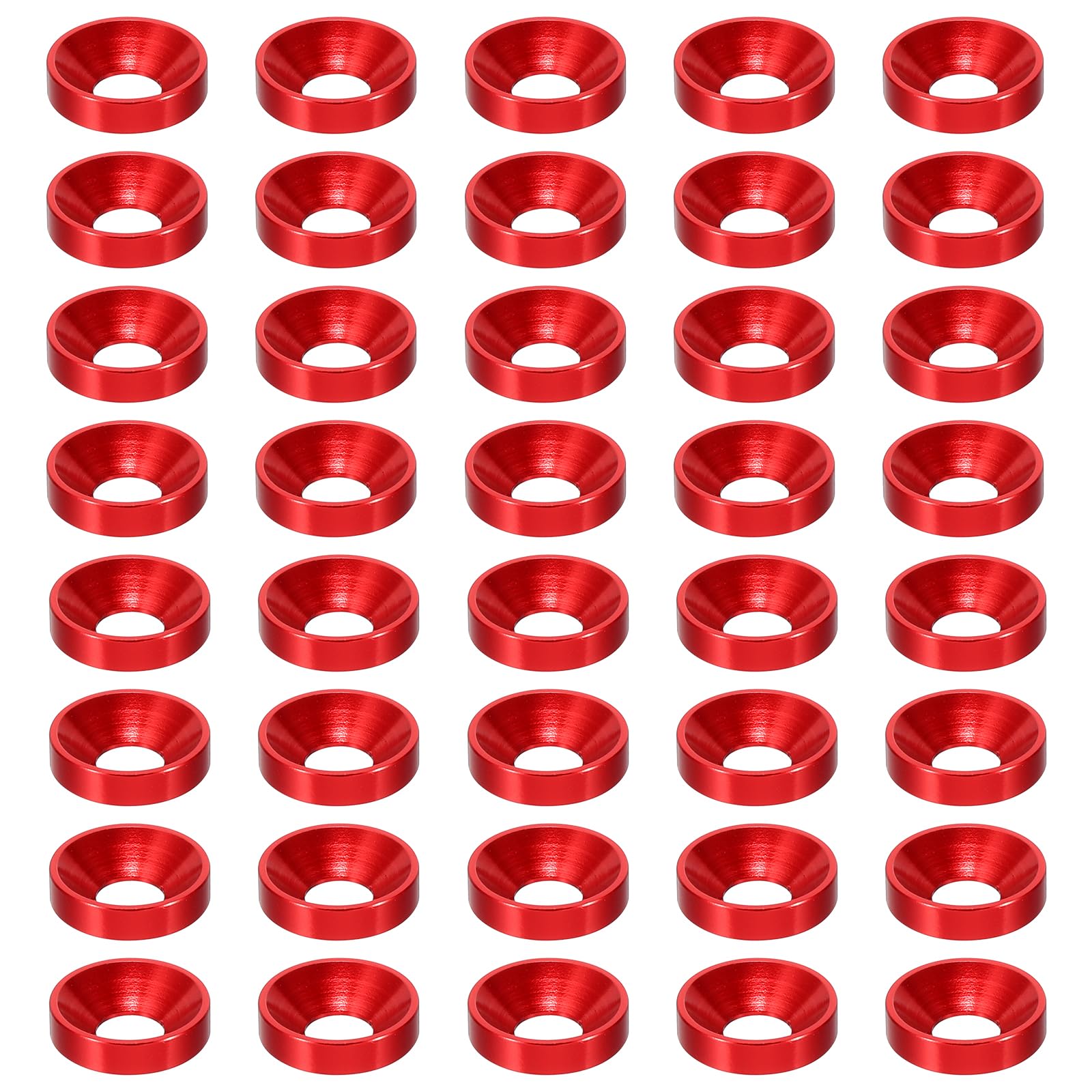 PATIKIL M4 Finish Countersunk Washer, 60pcs Anodized Aluminum Alloy Flat Cup Head Screw Gasket Bolt for Mechanical Accessories Parts DIY Models, Red