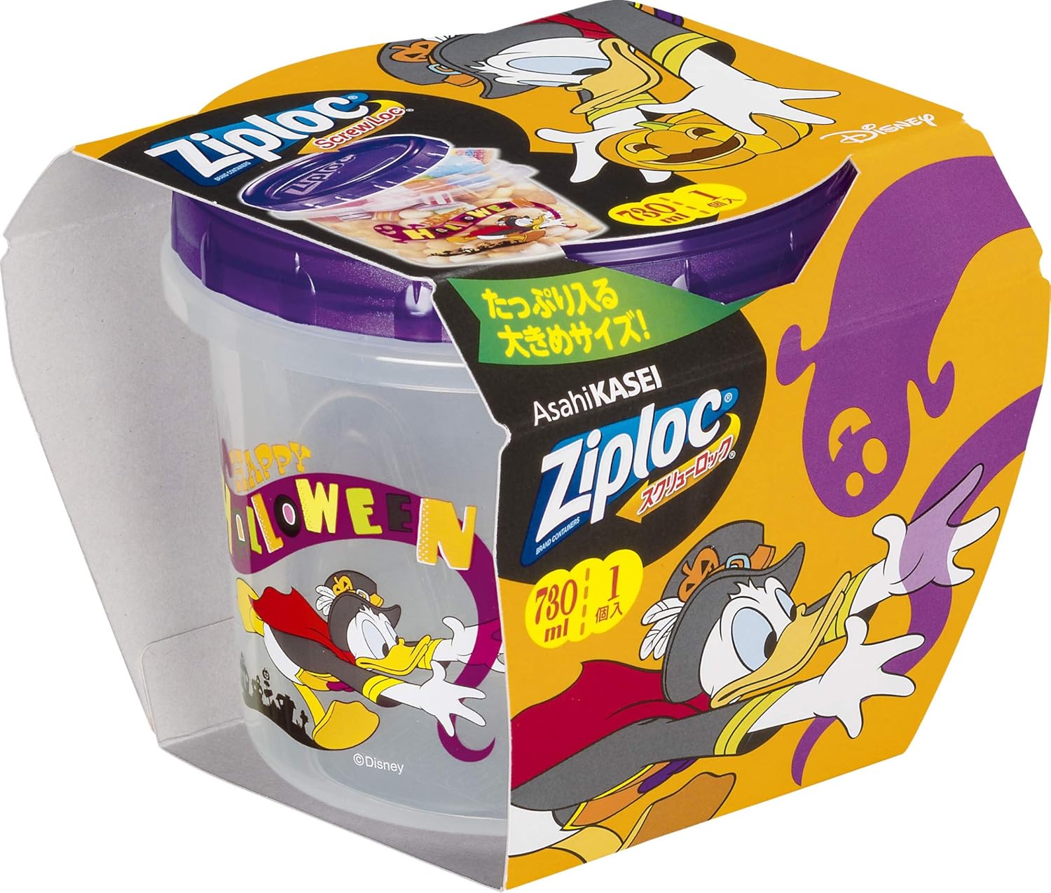 Amazon ジップロック スクリューロック 730ml 1個入 ドナルドダック ハロウィーン 19 ジップロック 保存用バッグ ポリ袋